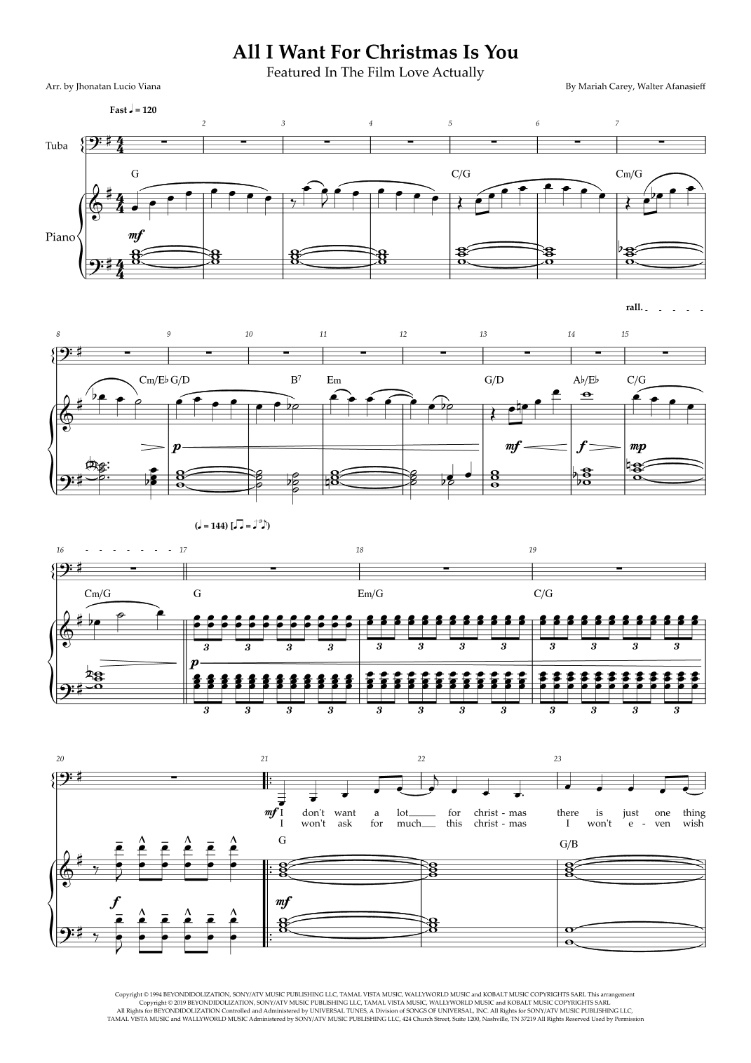 All I Want For Christmas Is You (arr. Jhonatan Lucio Viana)
