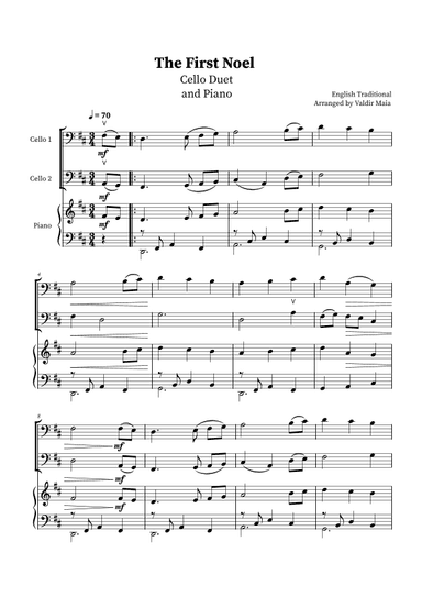 The First Noel - Cello Duet and Piano (arr. Valdir Maia)