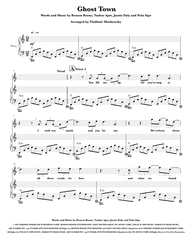 Ghost Town (arr. Vladimir Markowski)