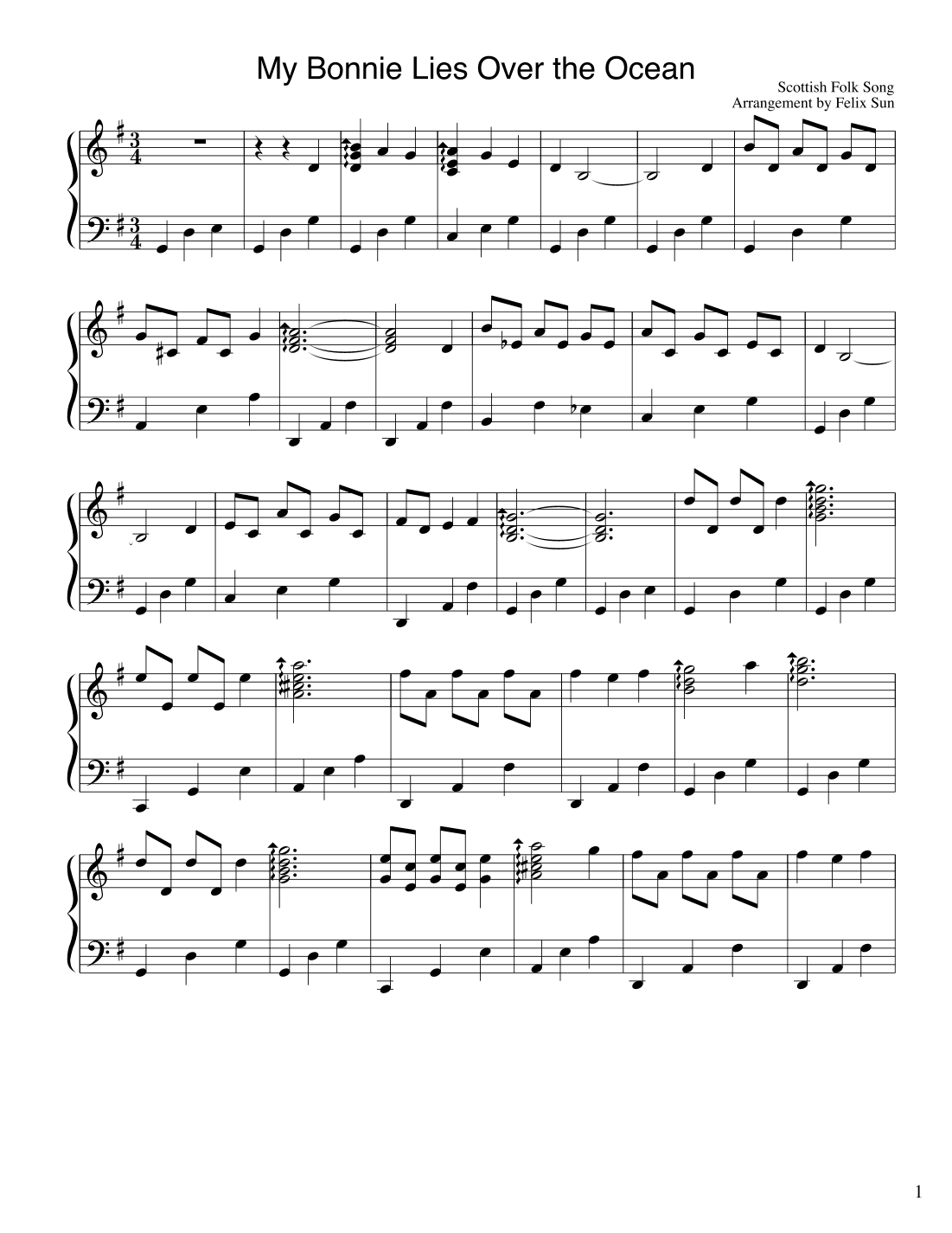 My Bonnie Lies Over the Ocean (Piano Solo - Beautiful Scottish Folk Song) (arr. Felix Sun)