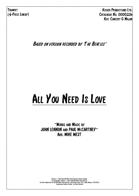 All You Need Is Love (arr. Mike West)