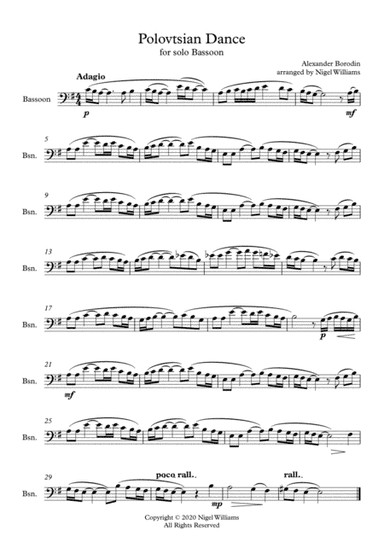 Polovtsian Dance (Kismet), for Bassoon Solo (arr. Nigel Williams)