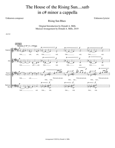 The House of the Rising Sun...SATB (arr. Donald A. Mills, 2020)