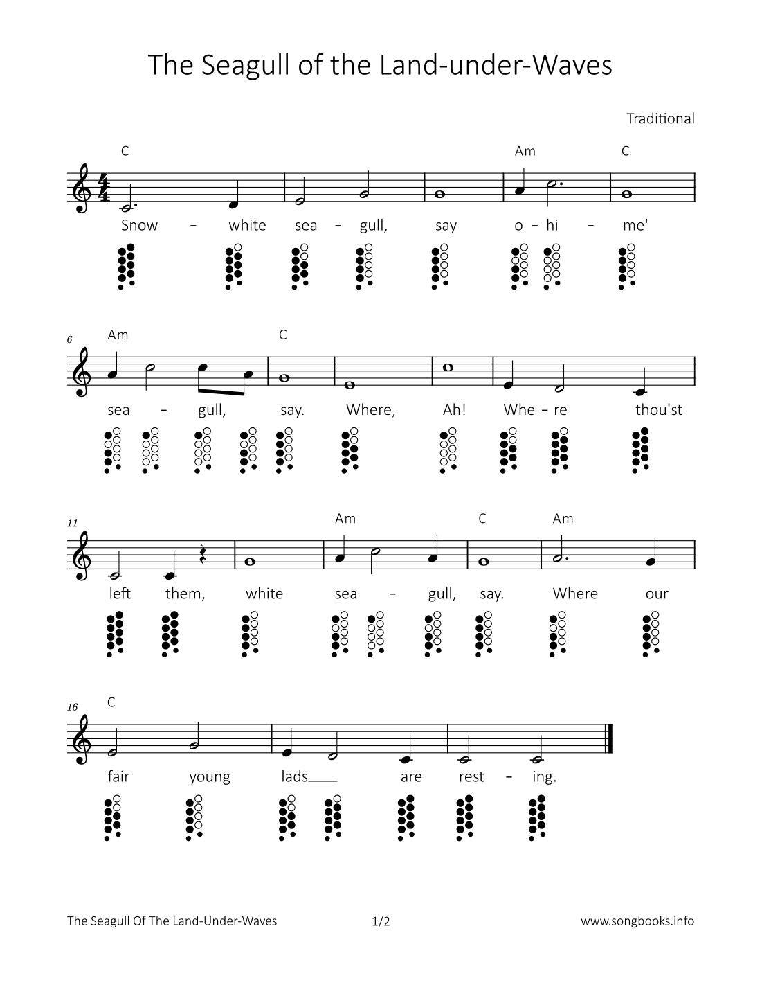The Seagull of the Land-under-Waves (arr. songbooks.info)