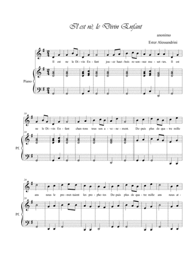 Il est ne le Divin Enfant. voce e piano (arr. Ester Alessandrini)