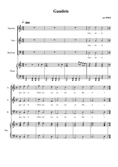 Gaudete for 3 voices (with or without accompaniment) (arr. David Warin Solomons)