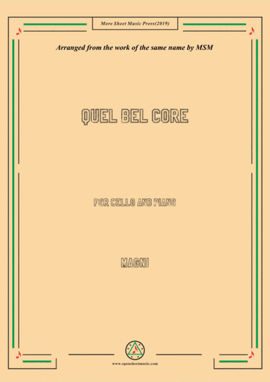 Magni-Quel bel core,for Cello and Piano (arr. MSM)