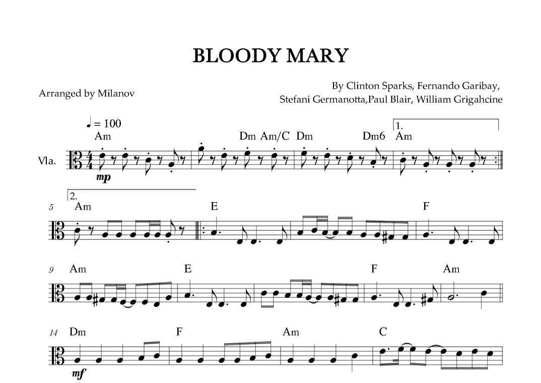 Bloody Mary (arr. Milanov)
