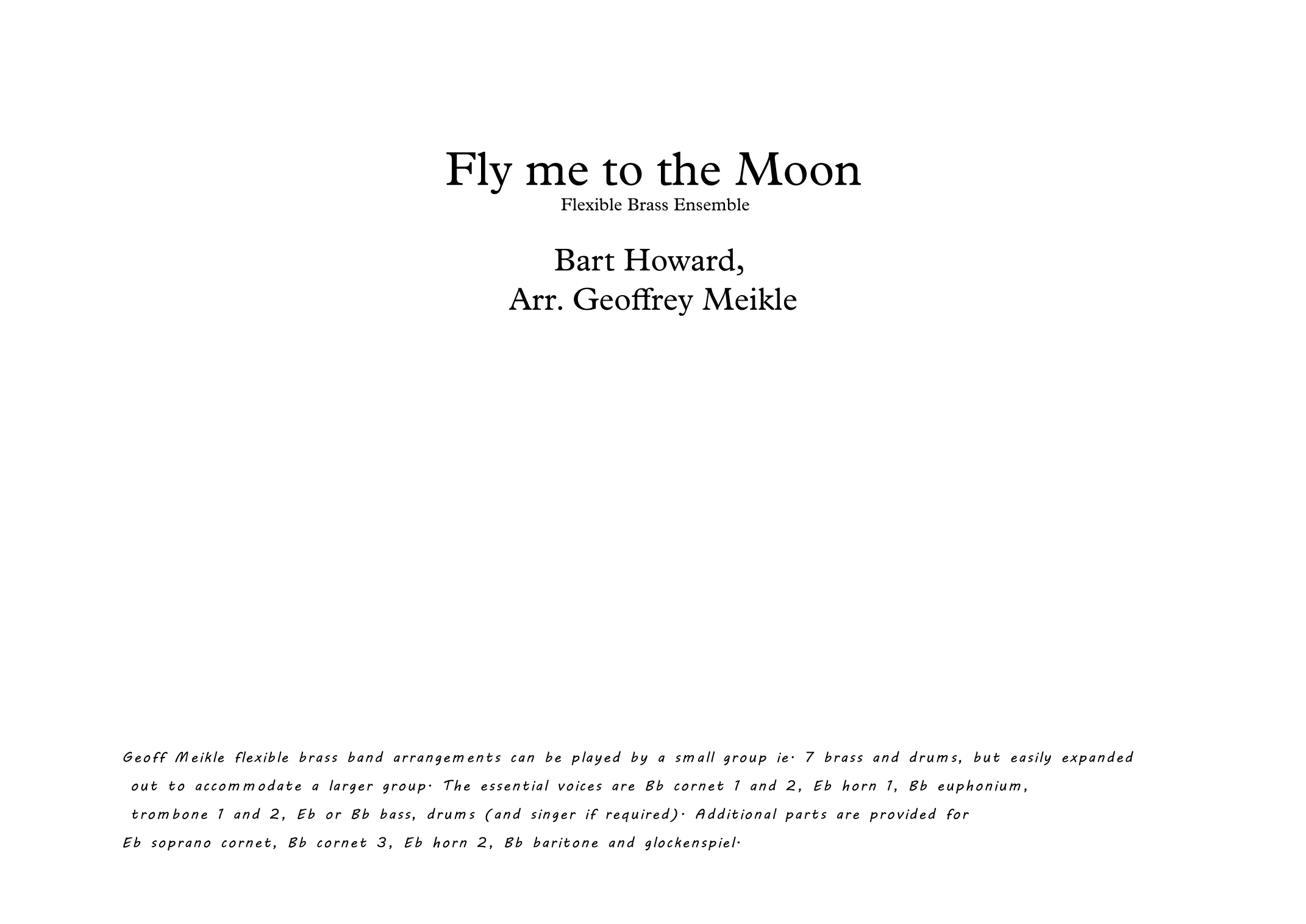 Fly Me To The Moon (in Other Words) (arr. Geoffrey Meikle)