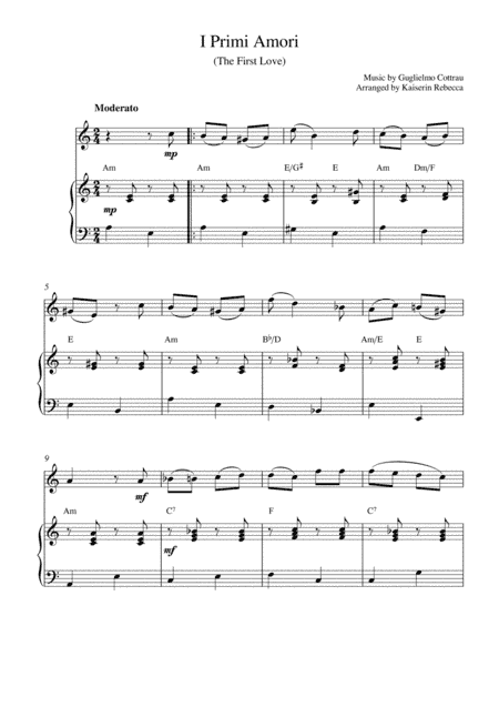 I Primi Amori (The First Love) (for oboe and piano) (arr. Kaiserin Rebecca)