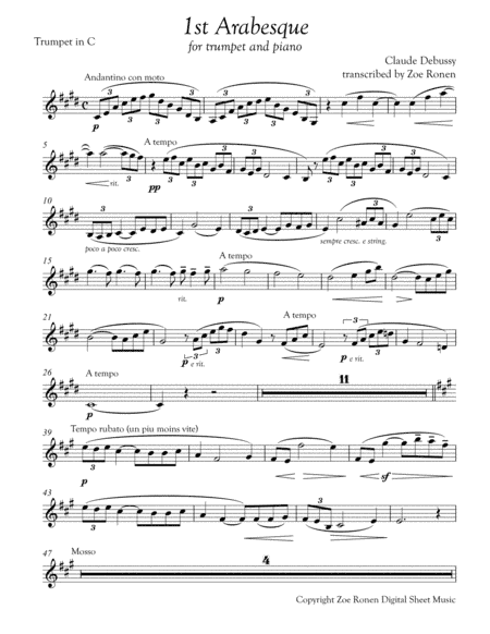 1st Arabesque for trumpet and piano (arr. Zoe Ronen)