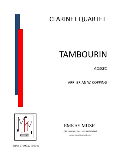 TAMBOURIN – CLARINET QUARTET (arr. BRIAN W. COPPING)