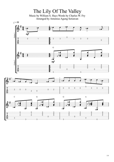 The Lily Of The Valley (Duet Guitar Tablature) (arr. Antonius Agung Setiawan)