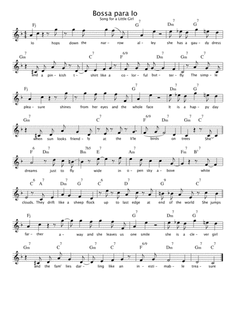 Song for a Little Girl "BOSSA PARA IO" (or another used girl's name)