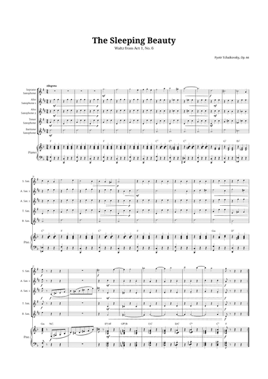 The Sleeping Beauty Waltz for Sax Quintet and Piano (arr. Langanho)