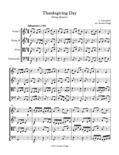 Thanksgiving Day (String Quartet) (arr. Jordan Grigg)