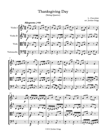 Thanksgiving Day (String Quartet) (arr. Jordan Grigg)