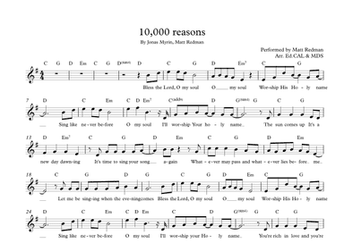 10,000 Reasons (bless The Lord) (arr. Arr. Ed.CAL & MDS)