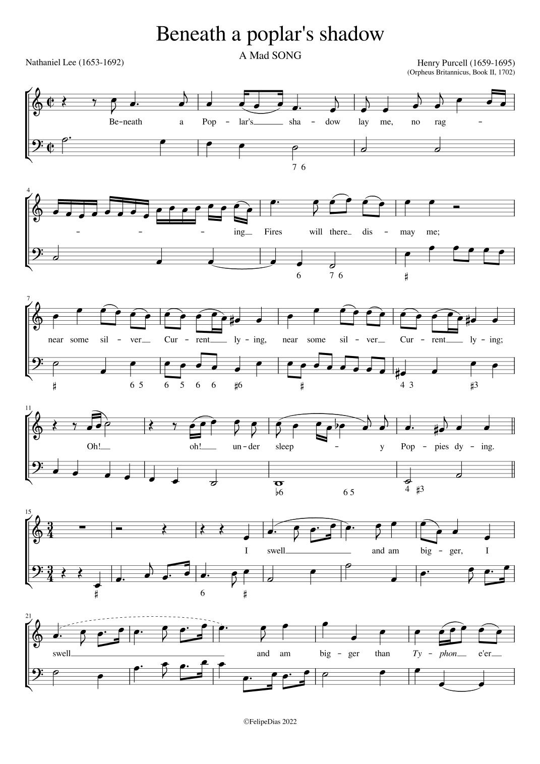 Beneath a poplar's shadow (arr. Early Music Scores)