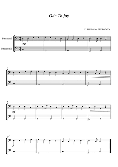 Beethoven - Ode to Joy for 2 Bassoons (Easy) (arr. Cássio Silva Chaves)