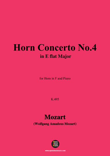 W. A. Mozart-Horn Concerto No.4,for Horn in F and Piano (arr. OSM Press)