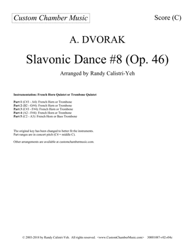 Dvorak Slavonic Dance #8 (French horn quintet or trombone quintet) (arr. Randy Calistri-Yeh)