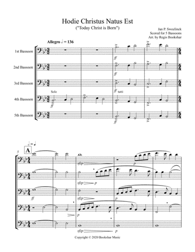 Hodie Christus Natus Est (Bassoon Quintet) (arr. Regis Bookshar)