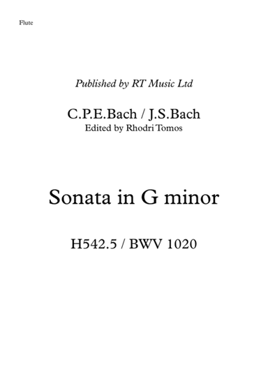 Bach BWV1020 / CPE Bach H542.5 - Sonata in G minor - solo parts (arr. Rhodri Tomos)
