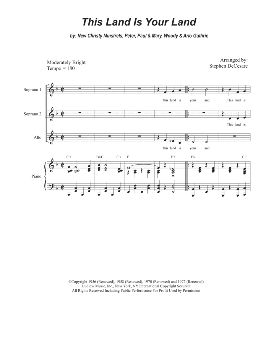 This Land Is Your Land (arr. Stephen DeCesare)