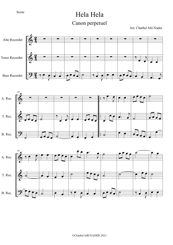Canon perpetuel sur Hela Hela Ho (arr. Charbel ABI NADER)