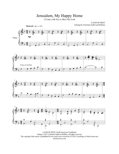 Jerusalem, My Happy Home (I Come wth Joy) (arr. Christine Sullivan Robbins)