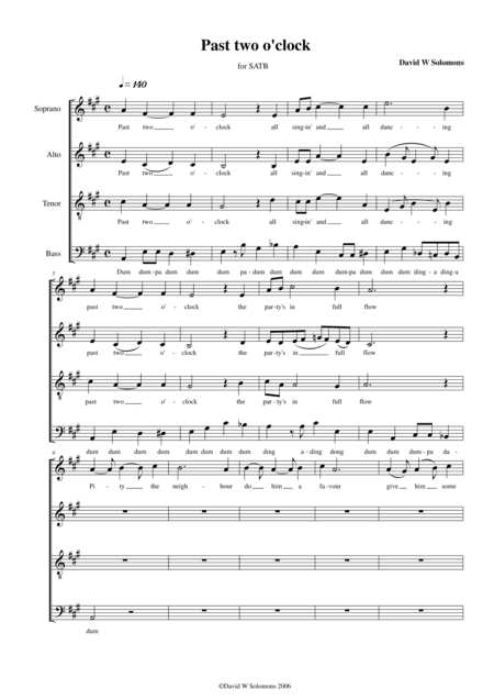 Past two o'clock for mixed voice choir (SATB) (arr. David Warin Solomons)