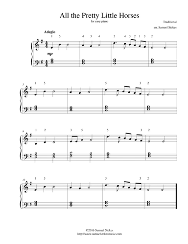 All the Pretty Little Horses (Hush-a-Bye) - for easy piano (arr. Samuel Stokes)