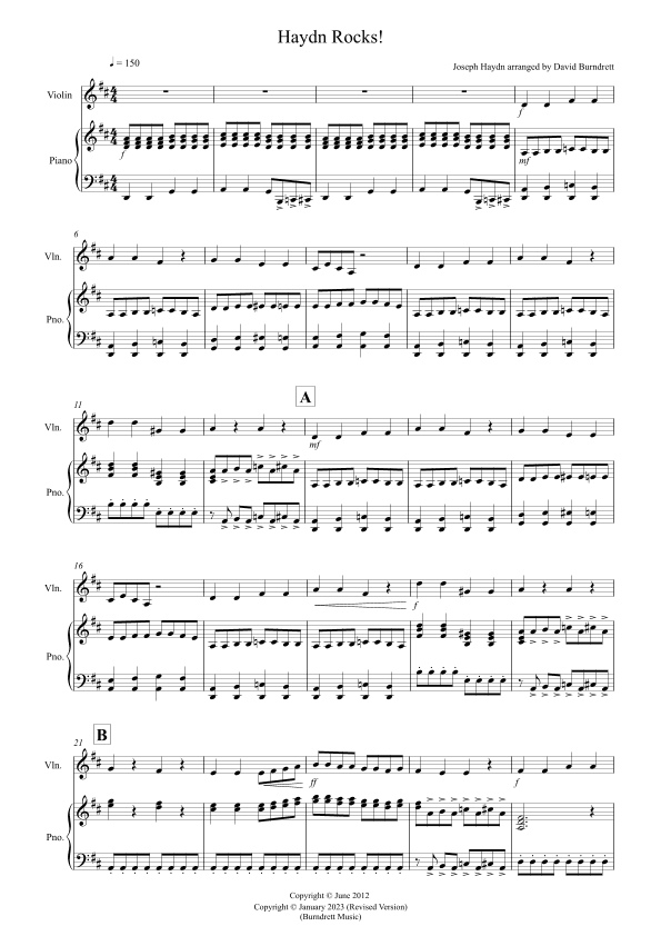 Haydn Rocks! for Violin and Piano (arr. David Burndrett)
