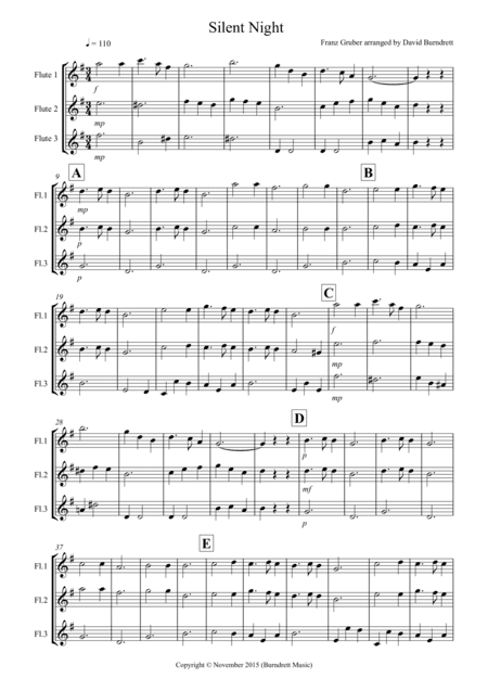 Silent Night for Flute Trio (arr. David Burndrett)