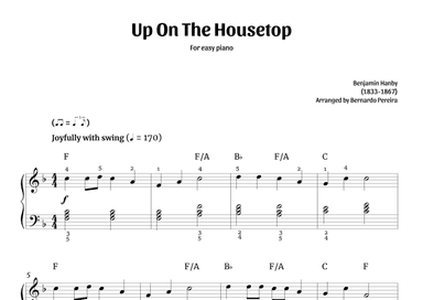 Up On The Housetop (easy piano in F major – with chords) (arr. Bernardo Pereira)