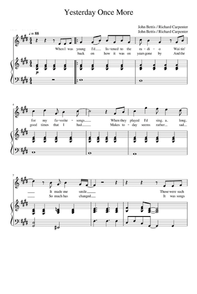 Yesterday Once More (arr. John Bettis)