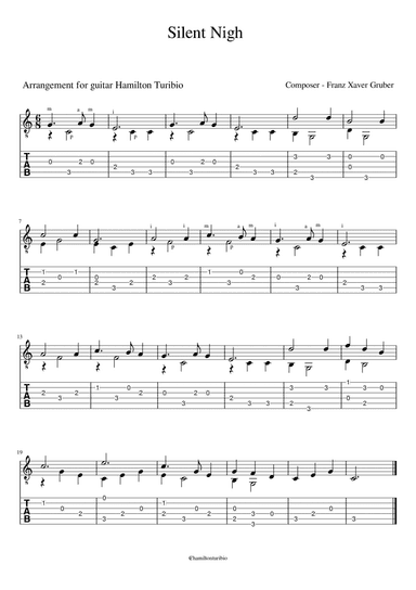 Silent Night in C Major - for guitar (arr. Hamilton Turibio)