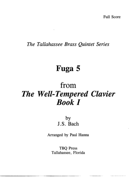 Fuga 5 (arr. Paul Hanna)