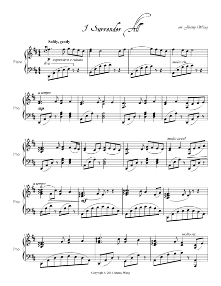 I Surrender All for piano
