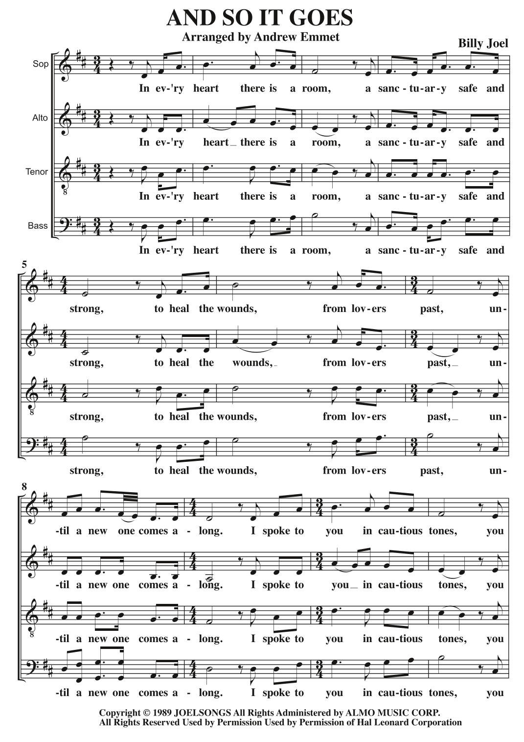 And So It Goes (arr. Andrew Emmet)