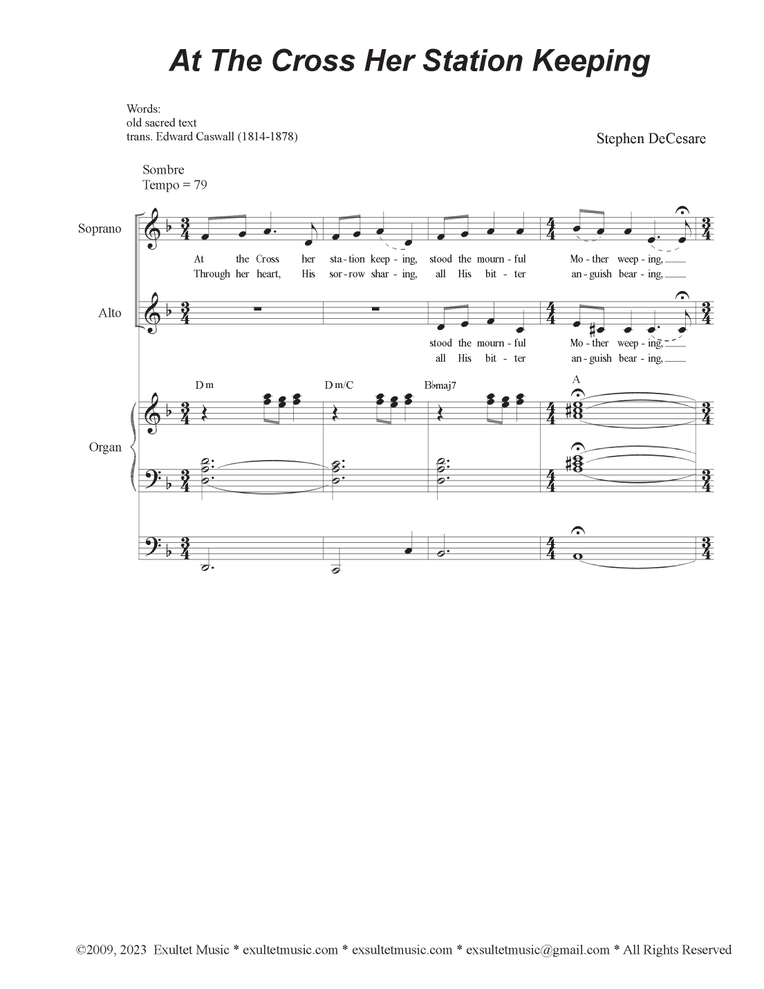 At The Cross Her Station Keeping (Duet for Soprano and Alto solo)