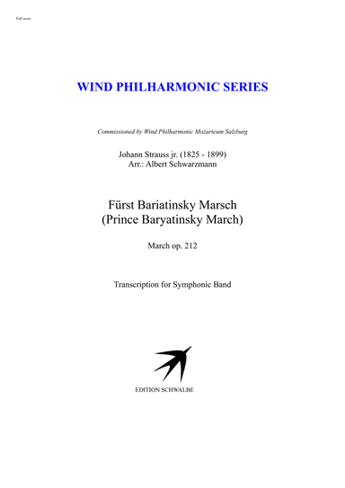 Prince Baryatinsky March by Johann Strauss jr. (arr. Albert Schwarzmann)