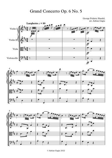 Concerto grosso in D major op. 6 no. 5 (arr. Adrian Gagiu)