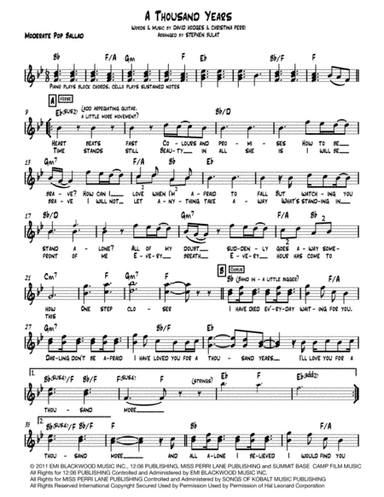 A Thousand Years (arr. Stephen Bulat)