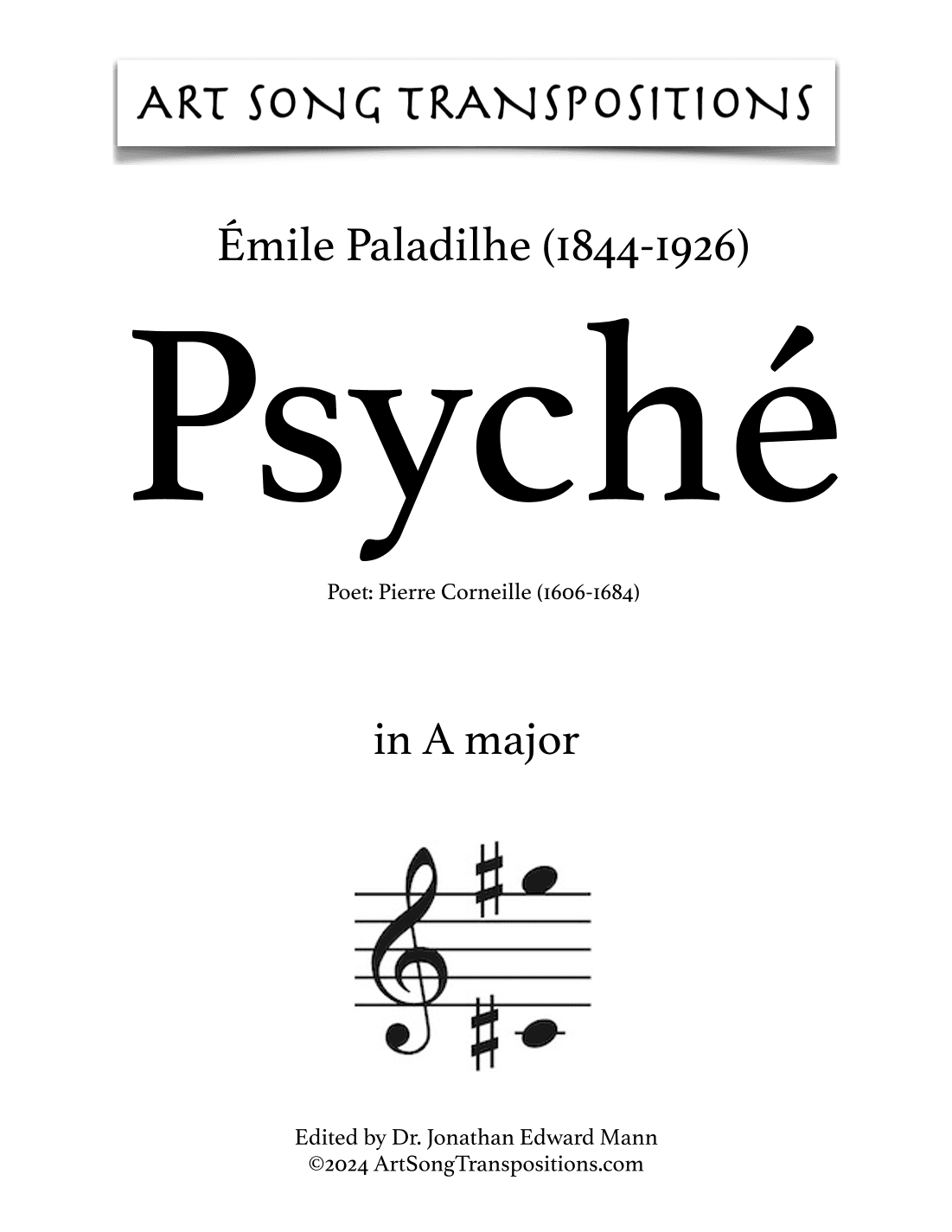 PALADILHE: Psyché (transposed to A major, A-flat major, and G major) (arr. ArtSongTranspositions.com)