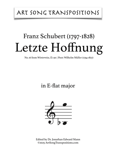 SCHUBERT: Letzte Hoffnung, D. 911 no. 16 (transposed to E-flat major) (arr. ArtSongTranspositions.com)