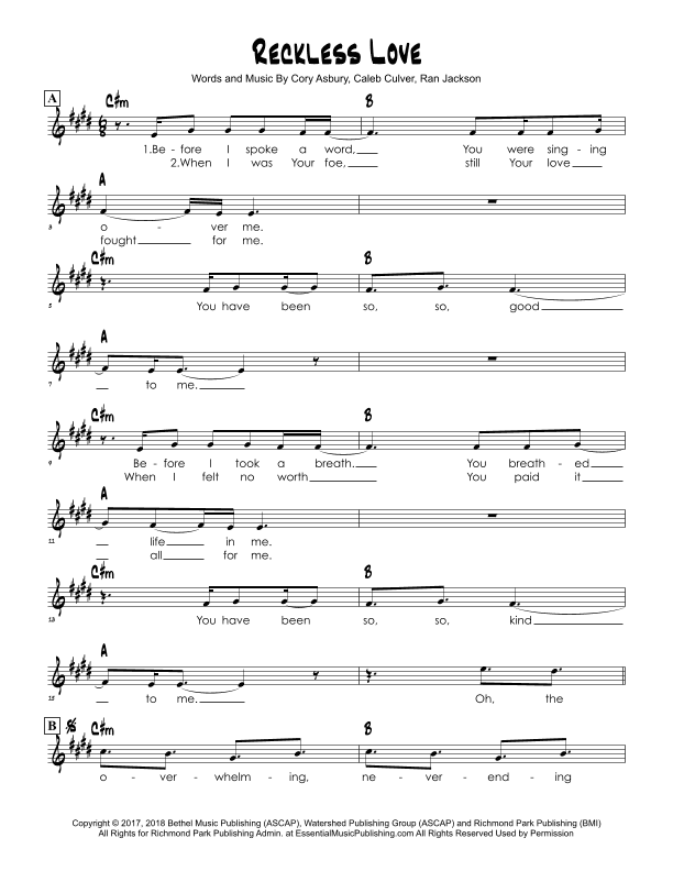 Reckless Love (arr. Brian Kim)