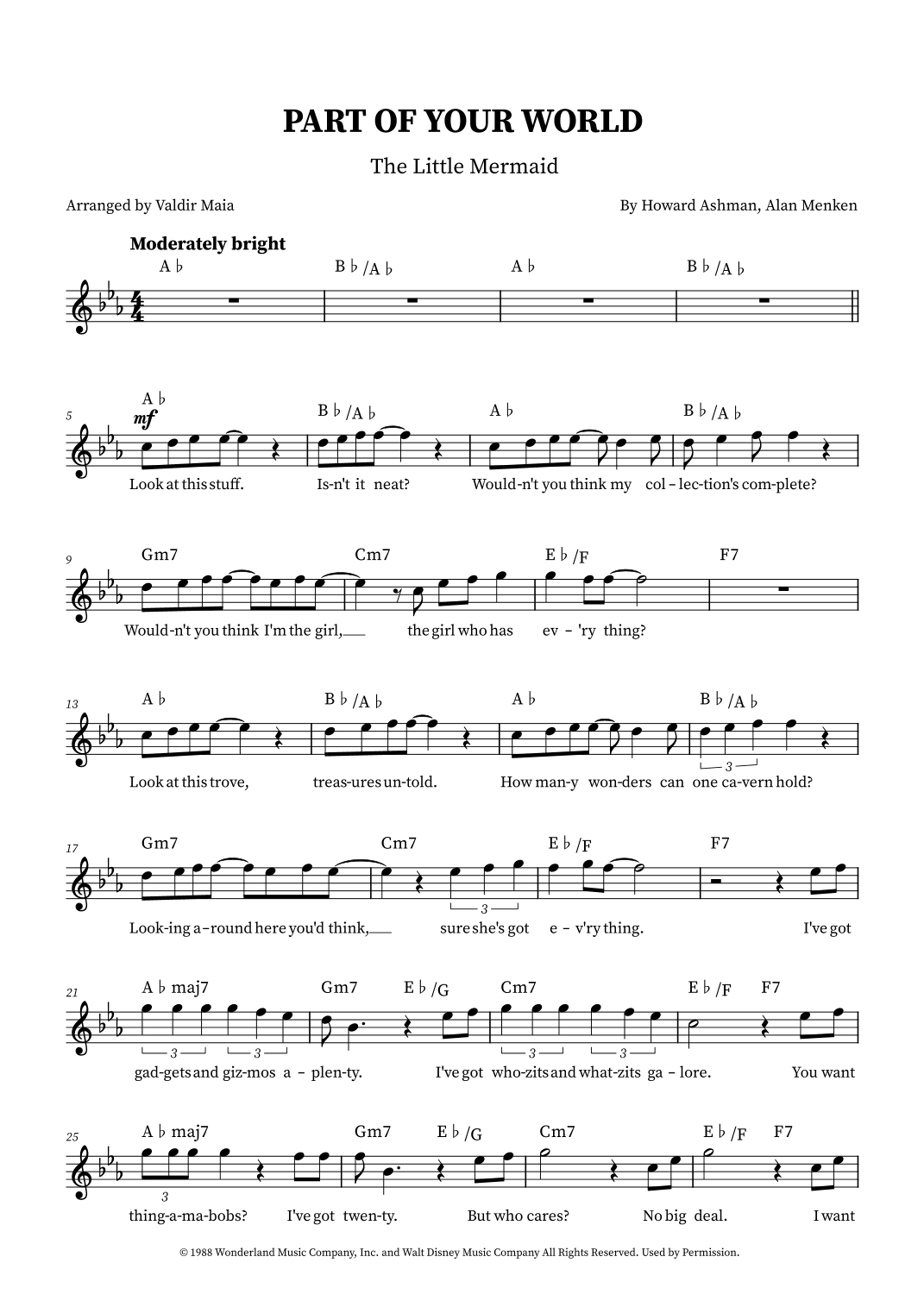 Part Of Your World (arr. Valdir Maia)