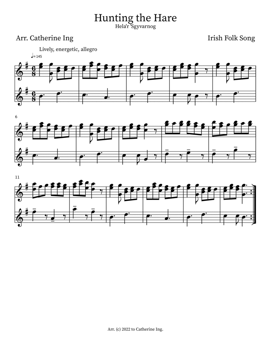 Hunting the Hare (arr. Catherine Ing)